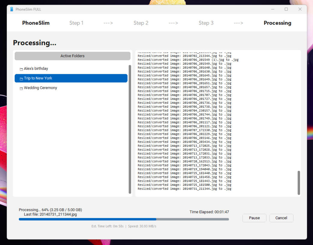 PhoneSlim Processing Screen